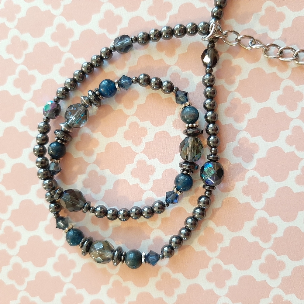 Artisan made beaded and hematite necklace